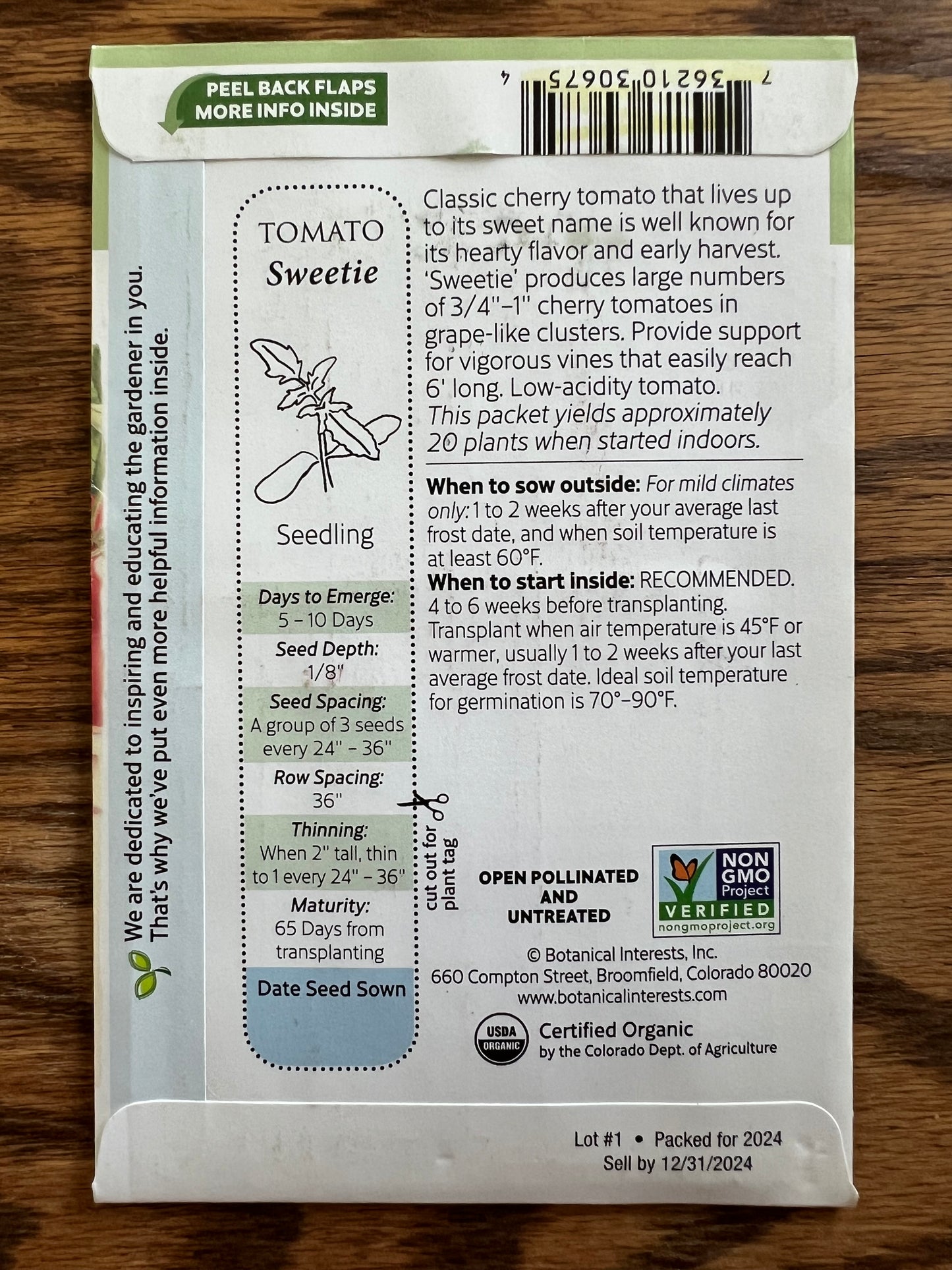 Tomato Pole Cherry Sweetie Seeds - 25 count