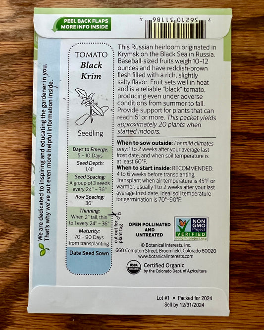 Black Krim Heirloom Tomato Seeds – Organic Pole Tomato, 25 Seeds - Demeter Earth