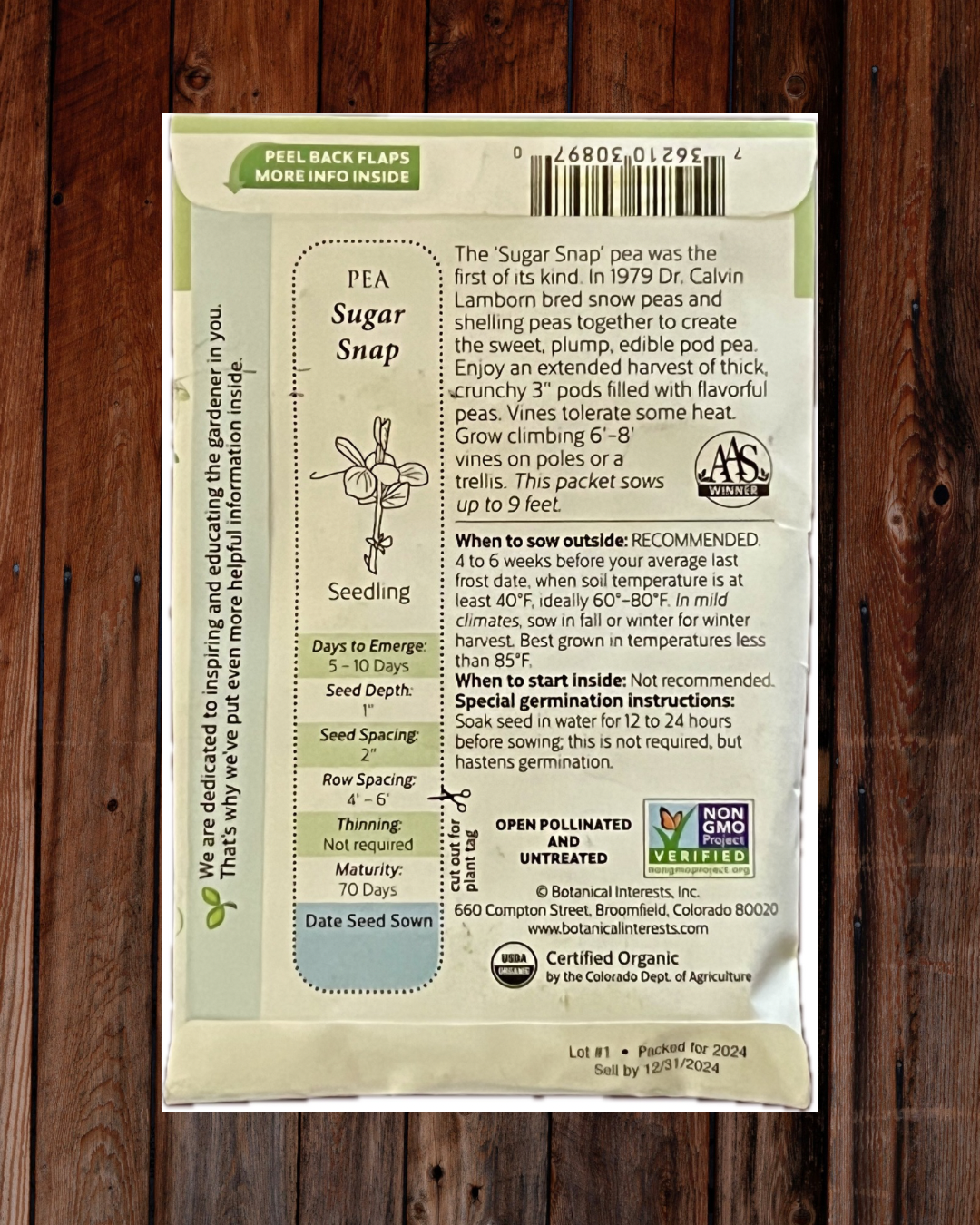 Sugar Snap Pea Seeds - Demeter Earth